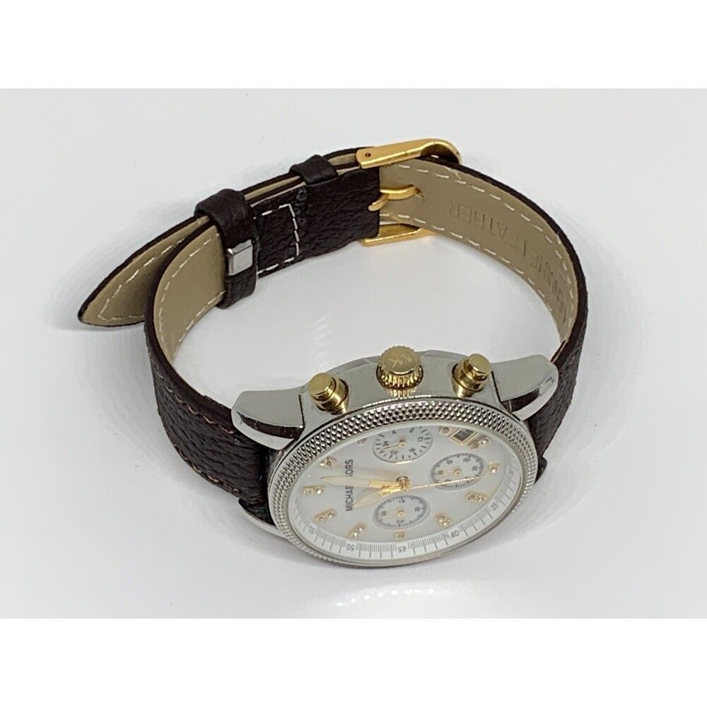 Michael Kors Jet Set MK5057 Womens Brown Leather Analog Dial Quartz Watch WFH190 - Picture 7 of 10